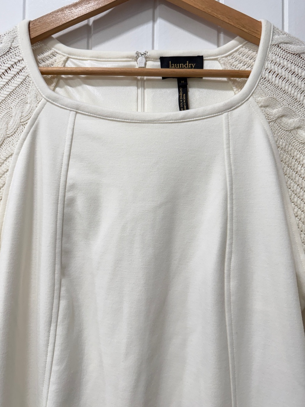 Laundry By Shelli Segal Cream Knit-Sleeve Long Sleeve Dress - Picture 4 of 8